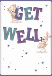 A gentle dose of cheer, this get well card shines with animated warmth thanks to its playful depiction of two lively friends-a soft, smiling teddy bear and a floppy-eared puppy-poised amidst bold, illustrated letters that spell out 'Get Well.' Vibrant indigo and teal hues set the message aglow against a creamy, inviting background reminiscent of Winchmore Hill's tranquil charm. Twinkling stars in shades of blue and purple are scattered throughout, lending a touch of magic and positivity that feels right at home among the leafy lanes and open spaces of N21. The richly textured fur of the bear and the velvety softness of the puppy create a scene almost tangible in its comfort, just like the embrace of a hand-delivered, thoughtfully crafted bouquet from Florist Winchmore Hill. This card carries not only a wish for swift recovery but also a genuine invitation to feel comforted and cared for, echoing the supportive friendship and neighbourly kindness found throughout Winchmore Hill. Every detail is chosen to uplift, ensuring that the message resonates far beyond the page.